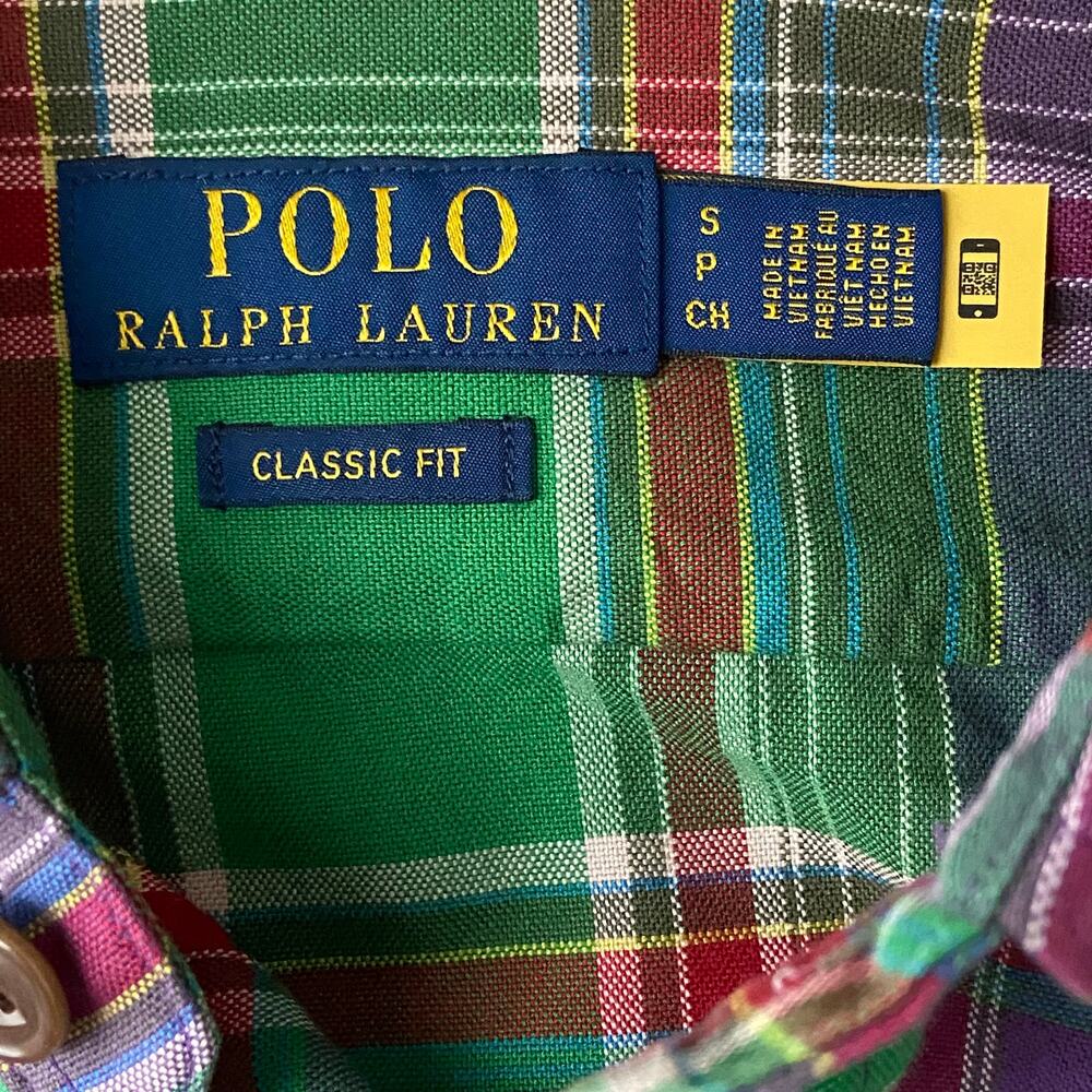 Polo Ralph Lauren Shirt Men's Small Classic Fit Long Slv Purple/Green Plaid NWT - Picture 7 of 14